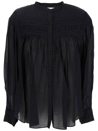 'Plalia' Black Shirt With Pleated Details In Cotton Woman - ISABEL MARANT ETOILE - BALAAN 1