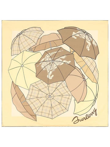 Umbrellas Print Silk Scarf Sandstone - BURBERRY - BALAAN 1