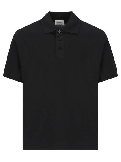 Cassandre Polo Shirt Black - SAINT LAURENT - BALAAN 2