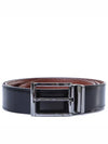 Square Reversible Leather Belt Black - SALVATORE FERRAGAMO - BALAAN 3