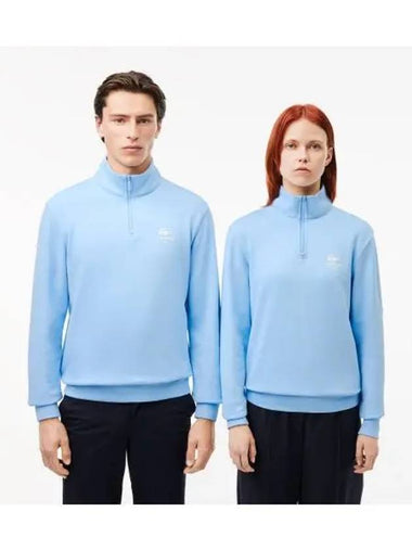 Casual half zip sweatshirt light blue - LACOSTE - BALAAN 1