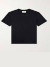 Tone On Tone Heart Logo Organic Cotton Short Sleeve T-Shirt Black - AMI - BALAAN 3