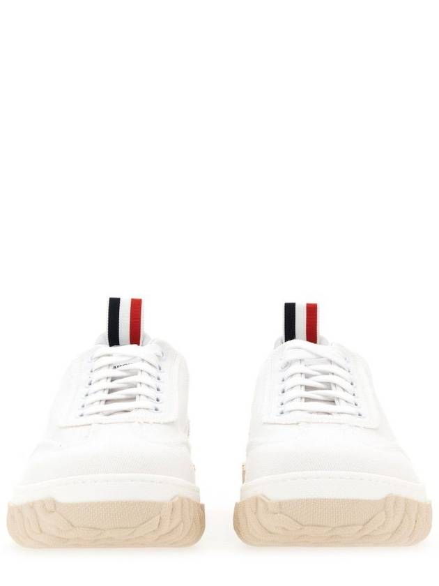 Frayed Canvas Cable Knit Sole Field Shoes White - THOM BROWNE - BALAAN 3