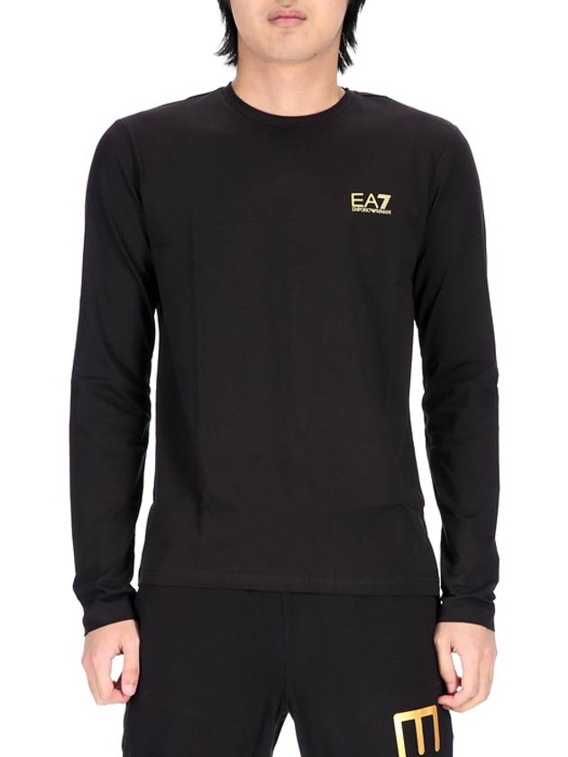 Ea7 Logo Print Sweatshirt Black - EMPORIO ARMANI - BALAAN.