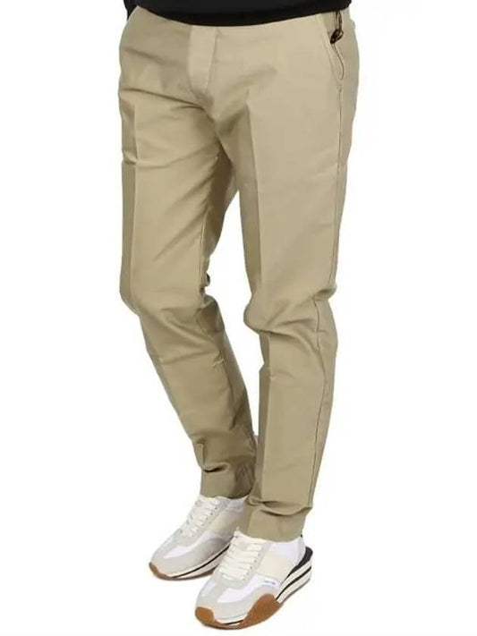Military Cotton Chino Straight Pants Beige - TOM FORD - BALAAN.