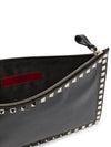 Rockstud Zipper Clutch Bag Black - VALENTINO - BALAAN.