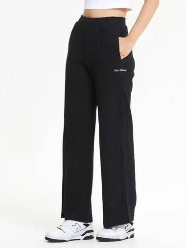 NBMLE3W802 WOMEN Soft ribbed wide pants BLACK - NEW BALANCE - BALAAN 1