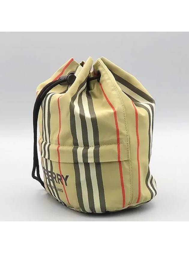 8026737 Archive Beige Icon Stripe Nylon Drawstring Bucket Pouch - BURBERRY - BALAAN 3