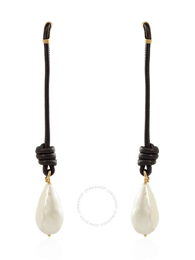 Burberry Faux Pearl Detail Knotted Leather Cord Drop Earrings - BURBERRY - BALAAN 1