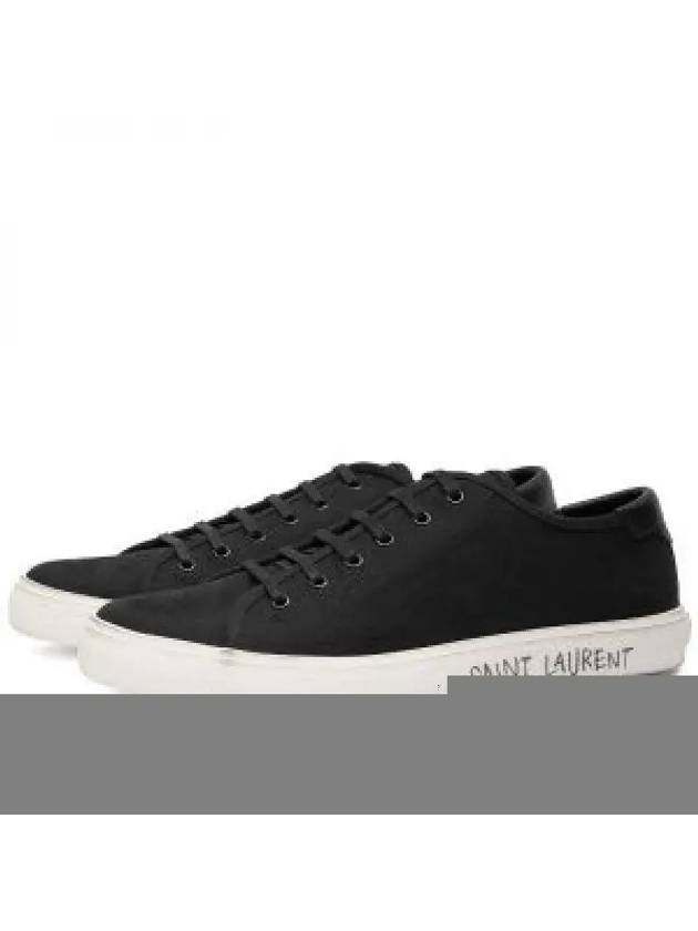 Malibu Logo Canvas Low Top Sneakers Black - SAINT LAURENT - BALAAN 2