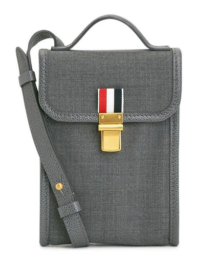 Super 120 Twill Phone Holder Cross Bag Medium Grey - THOM BROWNE - BALAAN 2