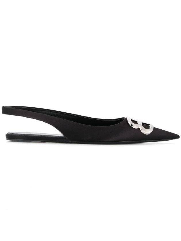 BB Logo Slingback Flat Black - BALENCIAGA - BALAAN 1