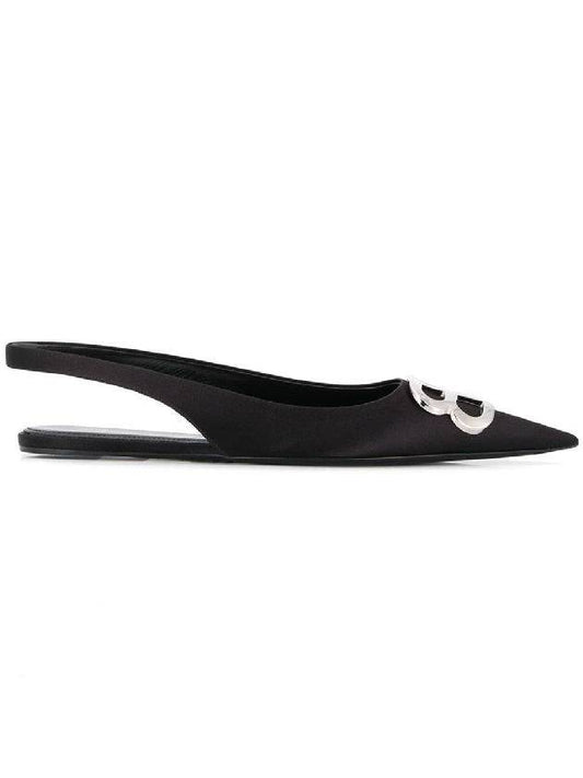 Women's BB Logo Slingback Flat Black - BALENCIAGA - BALAAN 1