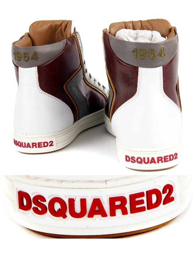 Dsquared SN423 V291 M078 Leather leather high top Wine - DSQUARED2 - BALAAN 3