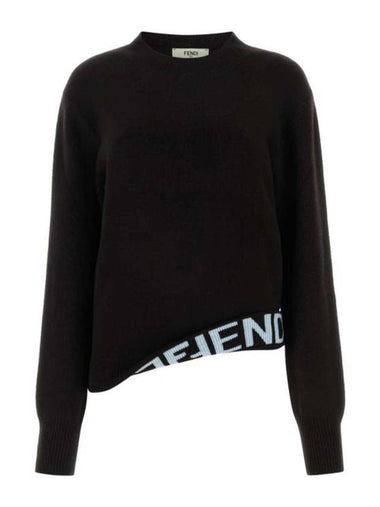 Crew Neck Knit Top Brown - FENDI - BALAAN 1