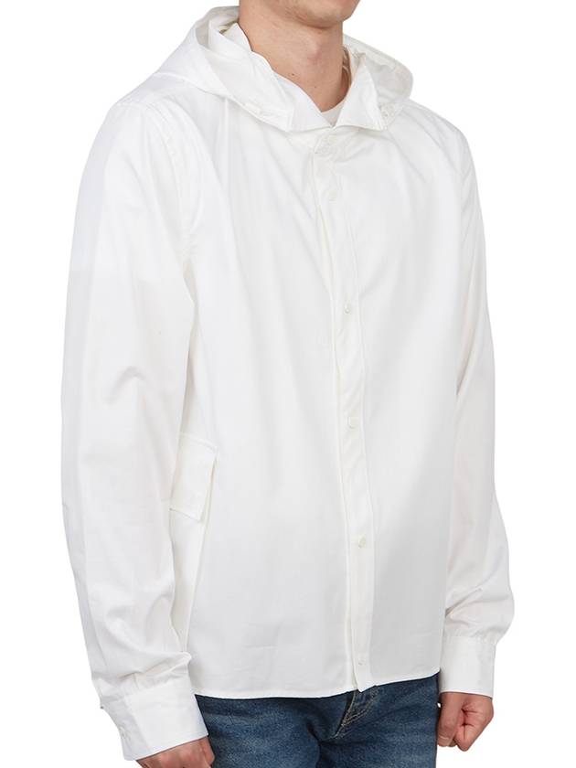 Gabardine PD Metropolis Logo Badge Button Hoodie White - CP COMPANY - BALAAN 5