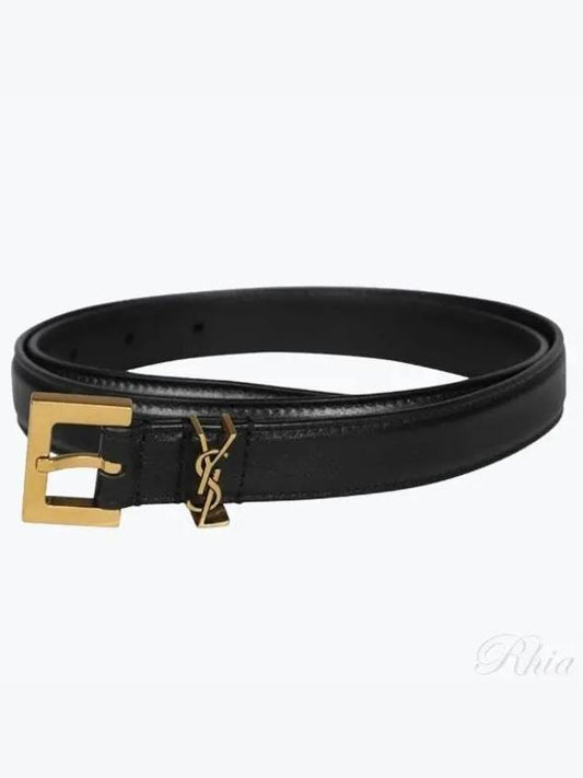 Monogram Square Leather Belt Black - SAINT LAURENT - BALAAN 2