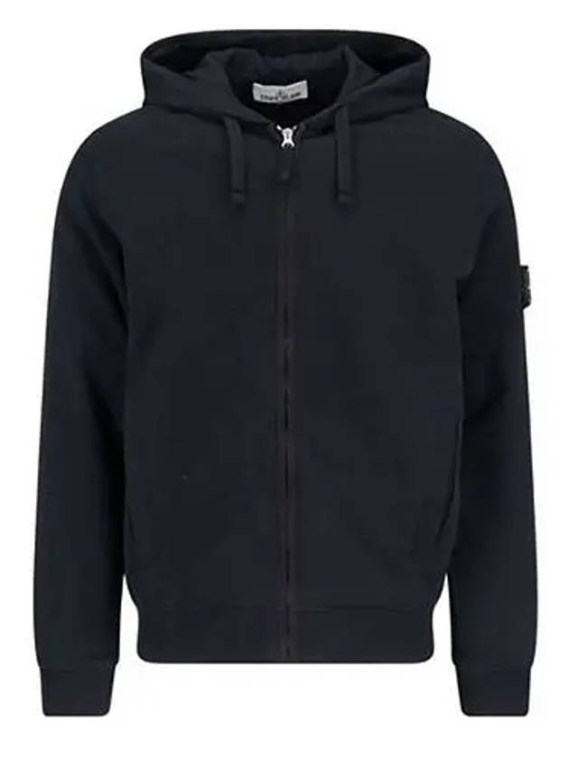 Logo Cotton Zip-Up Hoodie Black - STONE ISLAND - BALAAN 7