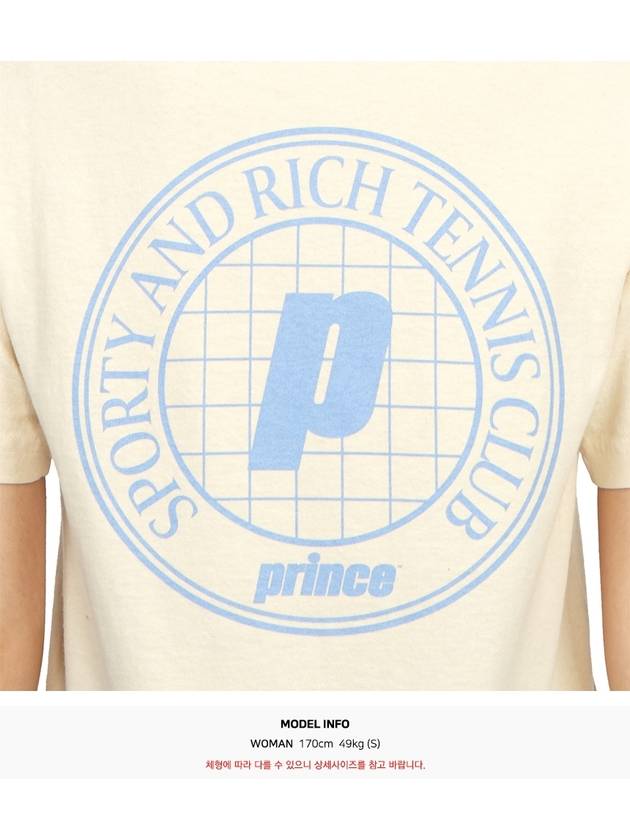 Prince Logo Print Cotton Short Sleeve T-Shirt Cream - SPORTY & RICH - BALAAN 10