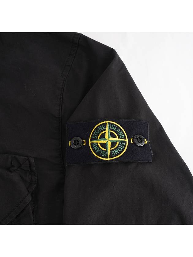 Stretch Cotton Gabardine Overshirt Jacket Black - STONE ISLAND - BALAAN 5