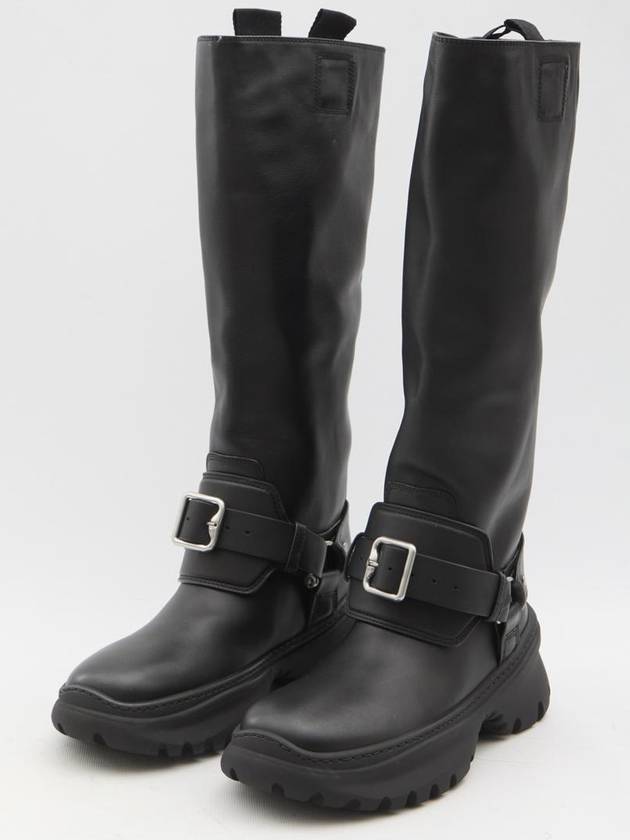 Stomp Leather Long Boots Black - BURBERRY - BALAAN 3