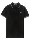 Two-Line Wappen Patch Polo Shirt Black - STONE ISLAND - BALAAN 2