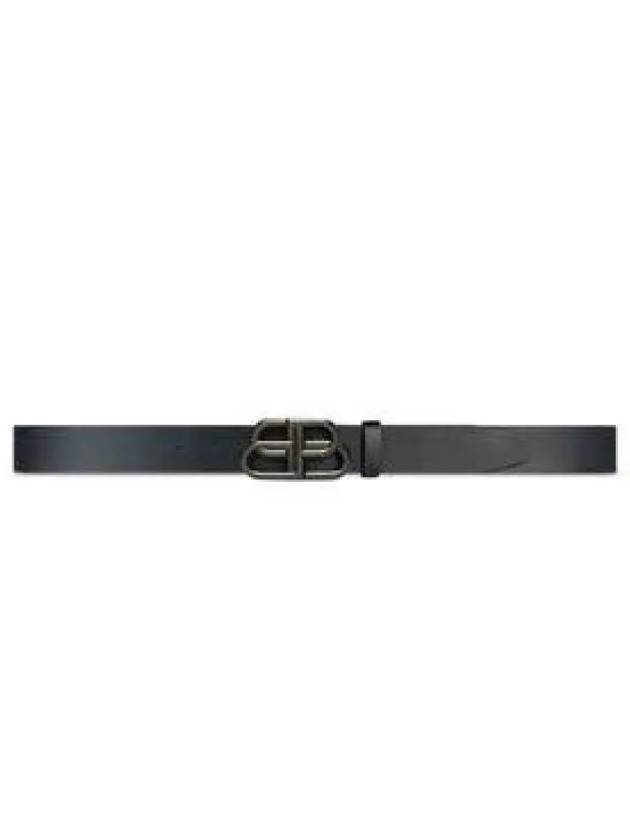 Buckle Logo Leather Belt Black - BALENCIAGA - BALAAN 2