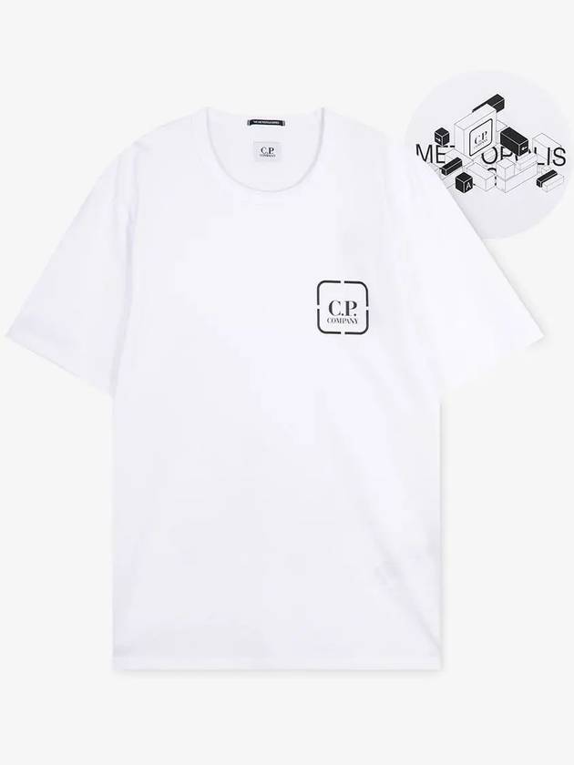 Metropolis Series Mercerized Jersey Reverse Graphic Short Sleeve T-Shirt White - CP COMPANY - BALAAN 3