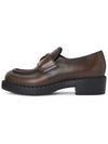 Triangle Logo Leather Loafers Chocolate - PRADA - BALAAN 4