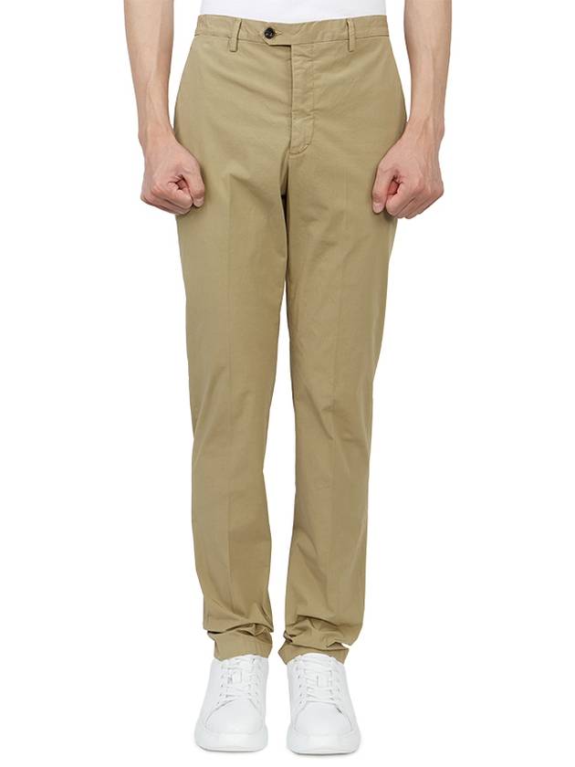 Men's Cotton Blend Straight Pants Beige - DRUMOHR - BALAAN 1