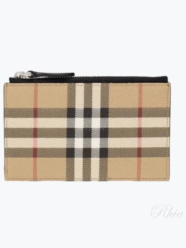 Check Zipper Card Wallet Beige - BURBERRY - BALAAN 2