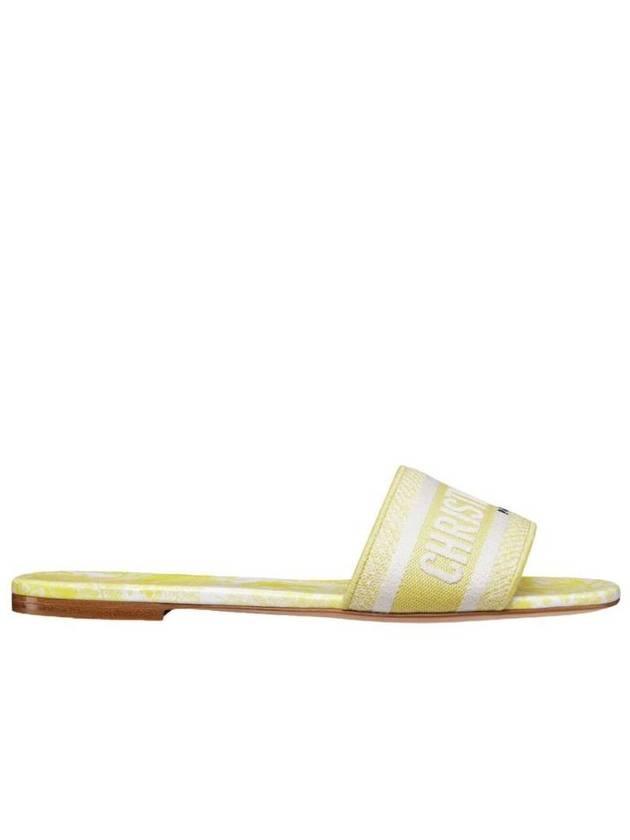 Dway Toile De Jouy Embroidered Cotton Slippers Lemon Yellow - DIOR - BALAAN 1