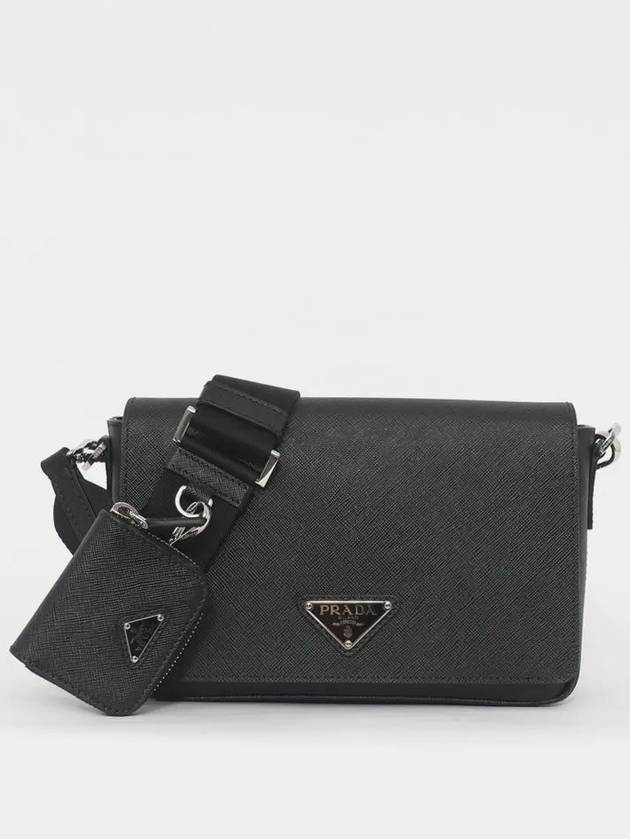 Saffiano Leather Shoulder Bag Black - PRADA - BALAAN 3