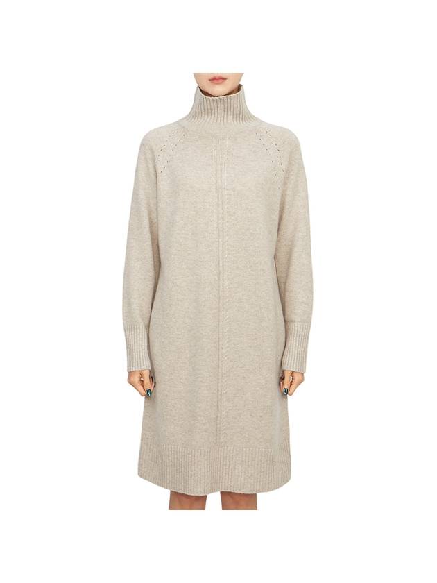 Zerbino Turtleneck Collar Short Dress Beige - MAX MARA - BALAAN 1