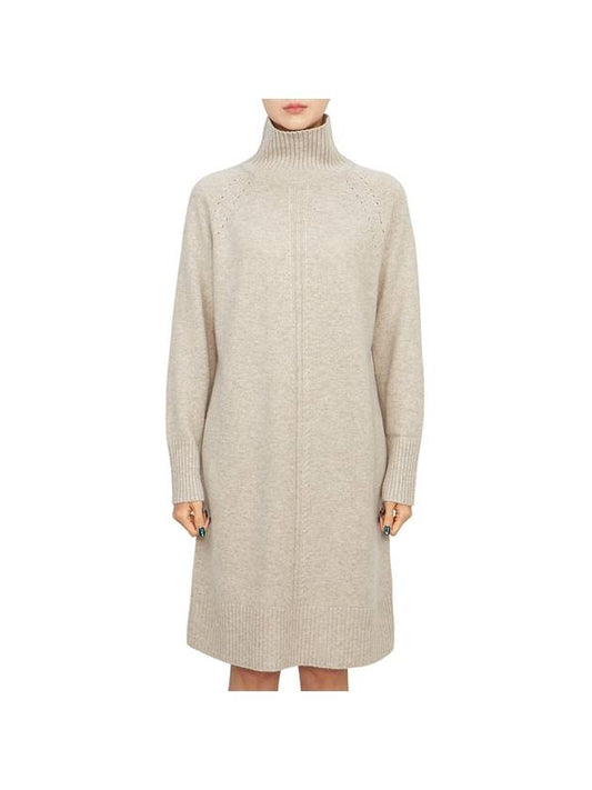 Zerbino Turtleneck Collar Short Dress Beige - MAX MARA - BALAAN 2