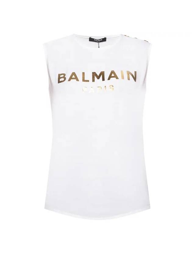 Women Gold Logo Sleeveless White - BALMAIN - BALAAN.