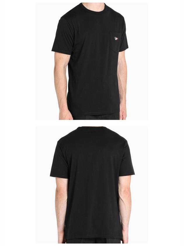 Tricolor Fox Patch Classic Pocket Short Sleeve T-Shirt Black - MAISON KITSUNE - BALAAN 6