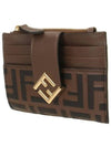 FF Diamond Embossed Logo Zip Card Holder Brown - FENDI - BALAAN 3