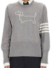 Hector 4-Bar Crewneck Pullover Merino Wool Knit Top Grey - THOM BROWNE - BALAAN 3