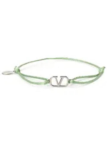 V Logo Signature Cotton Bracelet Green - VALENTINO - BALAAN 1