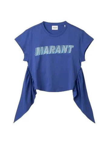 Jodia Logo Short Sleeve T Shirt Blue - ISABEL MARANT - BALAAN 1