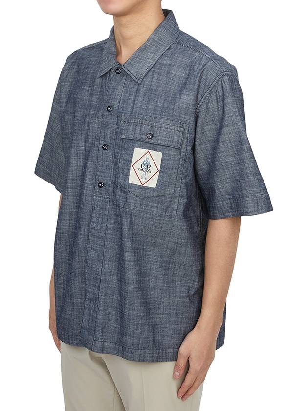 Men's Denim Short Sleeve Shirt Blue - CP COMPANY - BALAAN 3