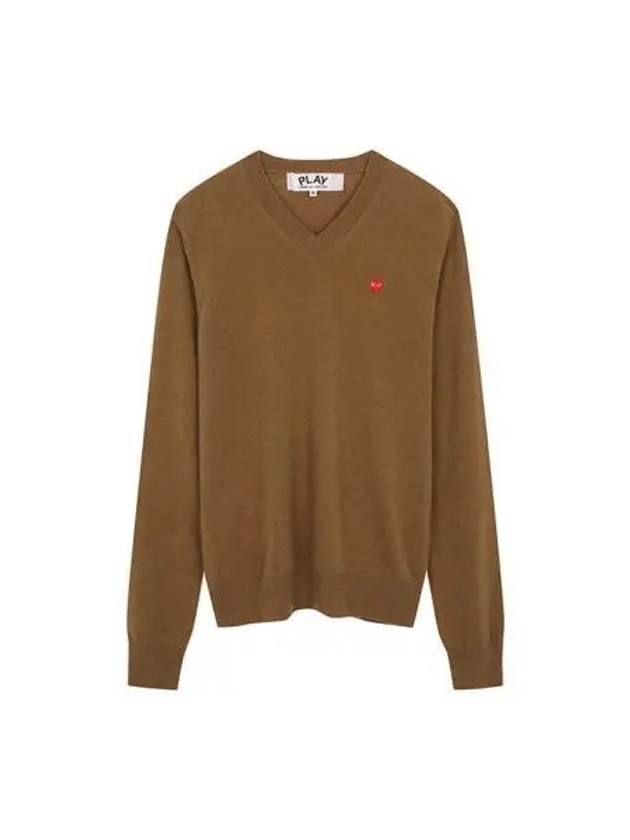 Knit Mini Red Heart Wappen Wool Brown - COMME DES GARCONS - BALAAN 1