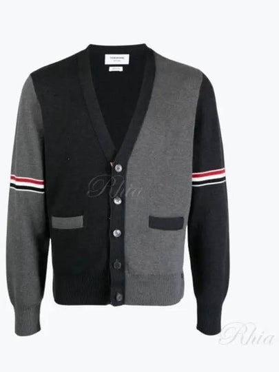 Funmix Cotton ArmBand V-Neck Cardigan Tonal Grey - THOM BROWNE - BALAAN 2