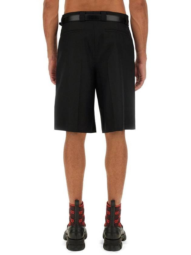 Web Wool Blend Shorts Black - GUCCI - BALAAN 4