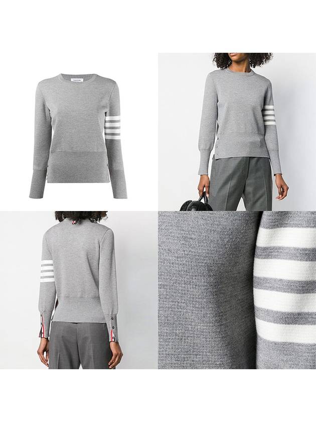 4-Bar Milano Stitch Crew Neck Knit Top Light Grey - THOM BROWNE - BALAAN 6