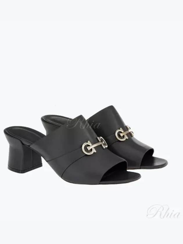 Gancini Ornament Sandal Heels Black - SALVATORE FERRAGAMO - BALAAN 2