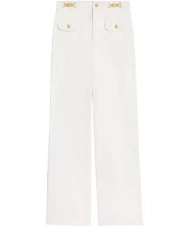 Gourmettes Cotton Straight Pants White - CELINE - BALAAN 2