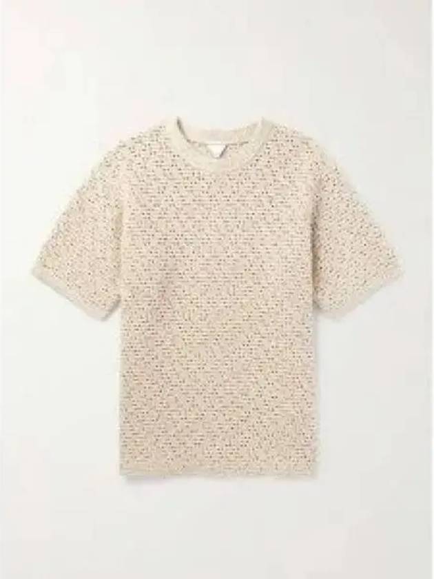 Crochet Cotton Short Sleeve T-Shirt Ivory - BOTTEGA VENETA - BALAAN 2