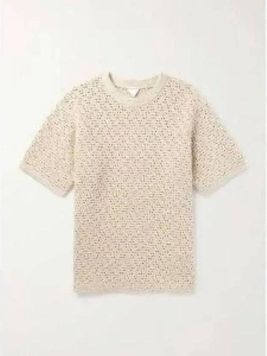 Crochet Cotton Short Sleeve T-Shirt Ivory - BOTTEGA VENETA - BALAAN 2